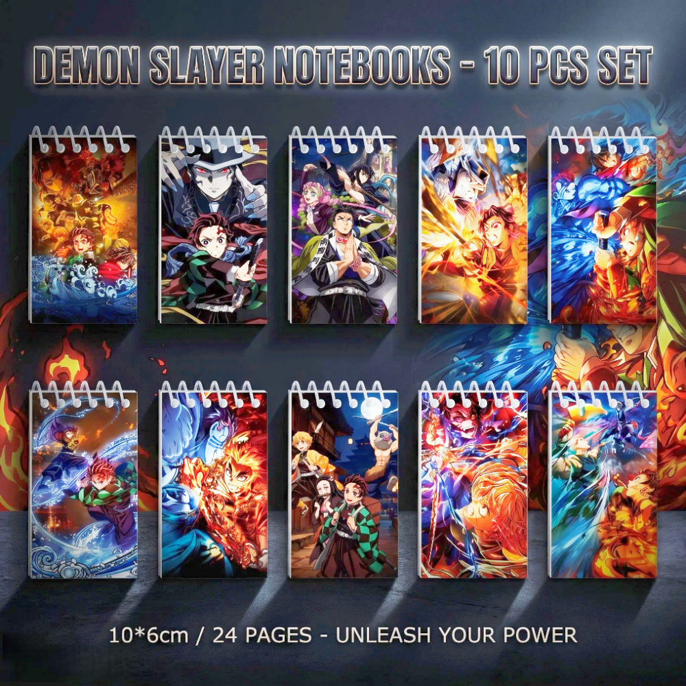 Stationery Warehouse - 10PCS Demon Slayer Notepads. Spiral Pocket