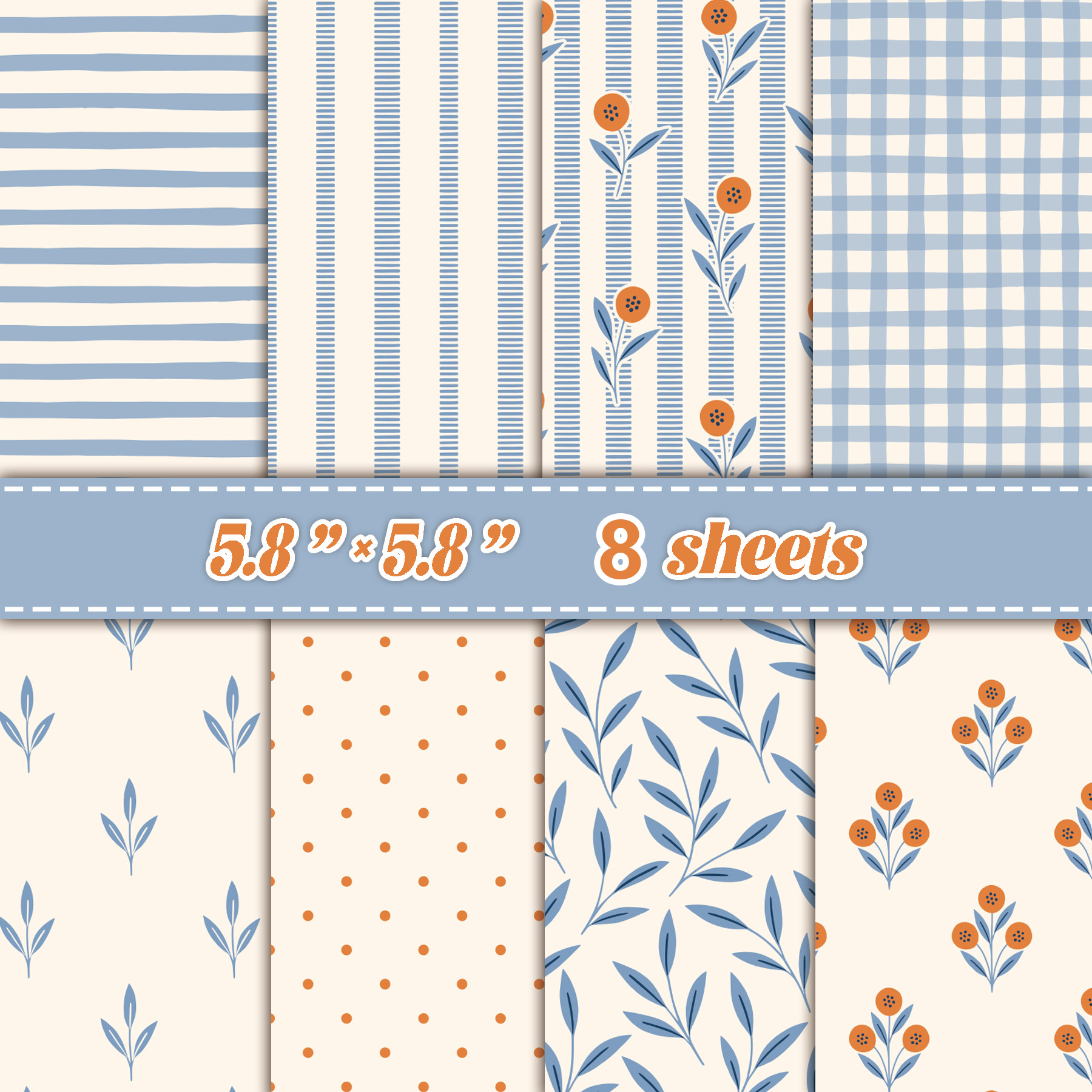 Cardstock Paper Pack - 8 Sheets Fresh Plaid Scrapbook Papers