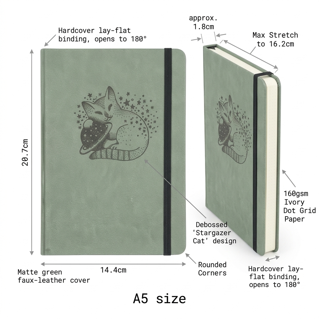 Cute Cat Planet A5 Dotted Note - Notebook Dotted A5 recension och pris