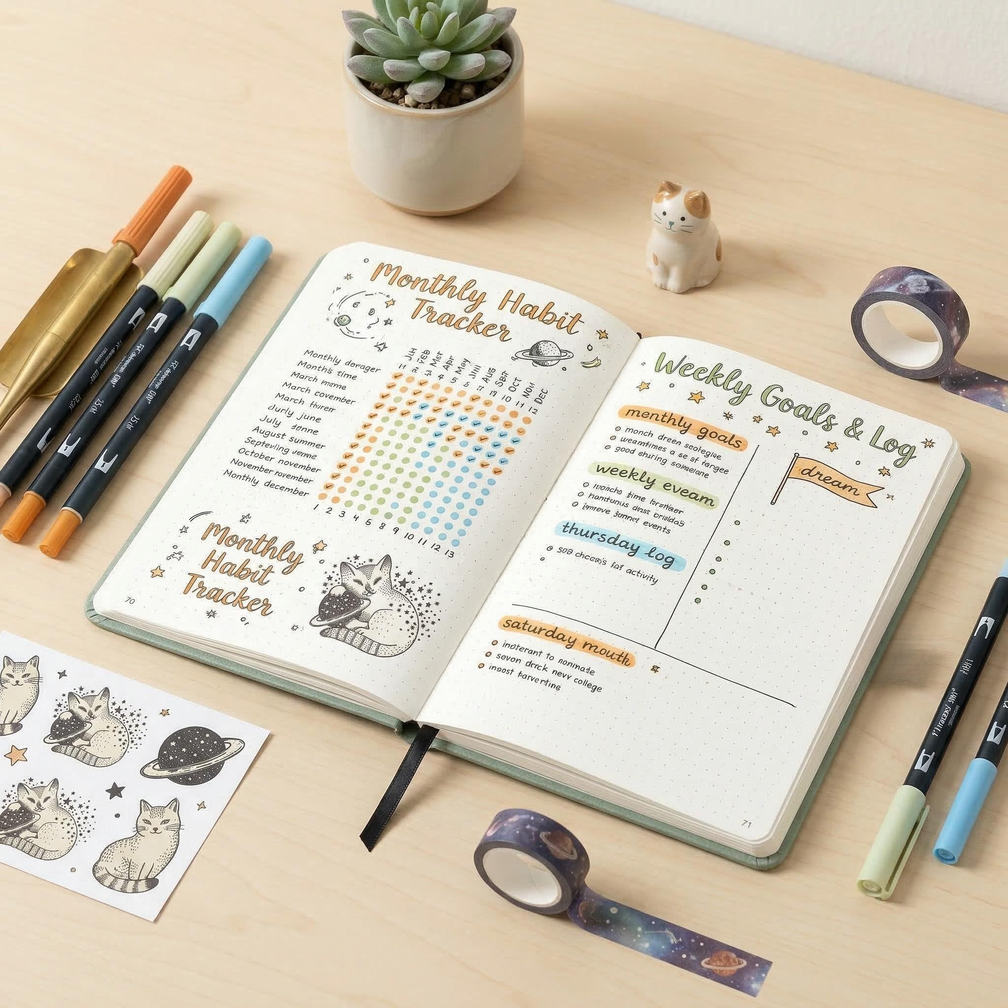 Cute Cat Planet A5 Dotted Note - Notebook Dotted A5 recension och pris