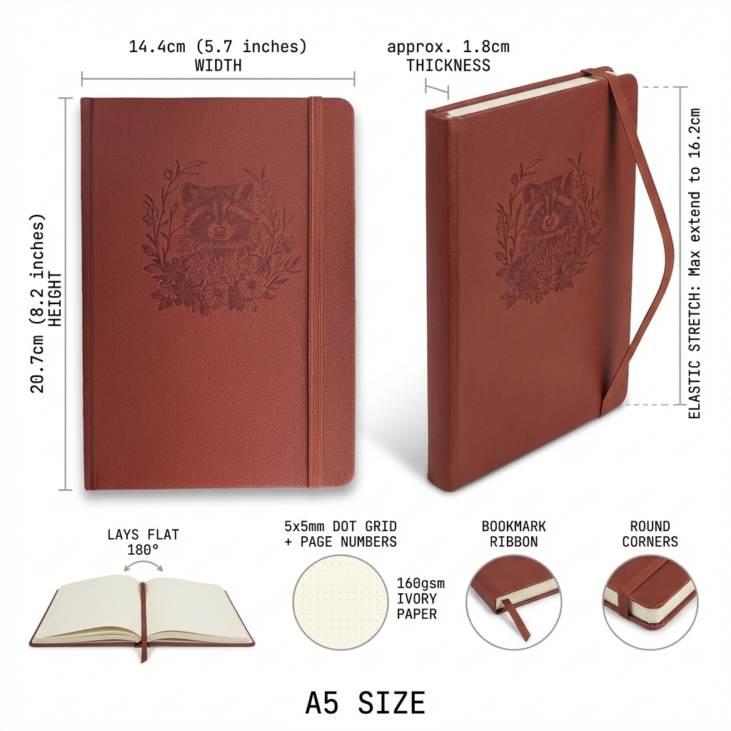 A5 Embossed Raccoon Dot Grid J - Notebook Dotted A5 recension och pris