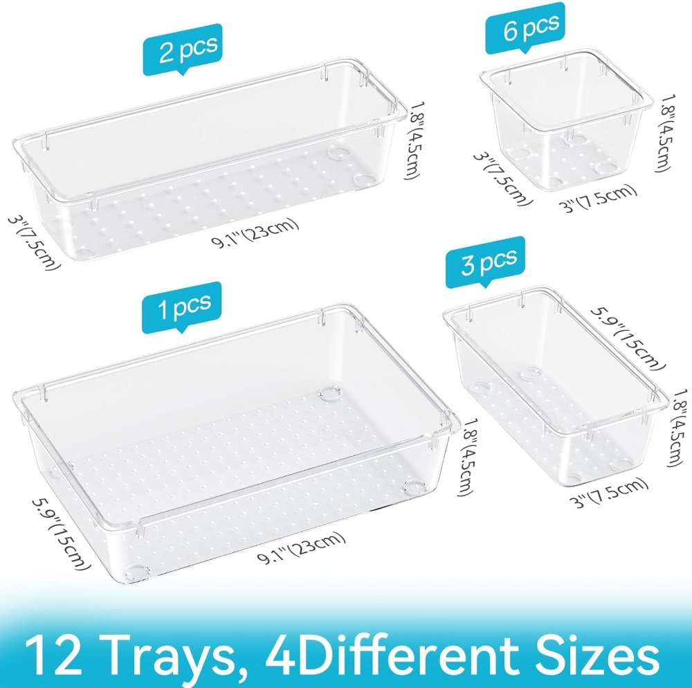 12 PCS Drawer Organizer Set, 4 - Stationery Office recension och pris