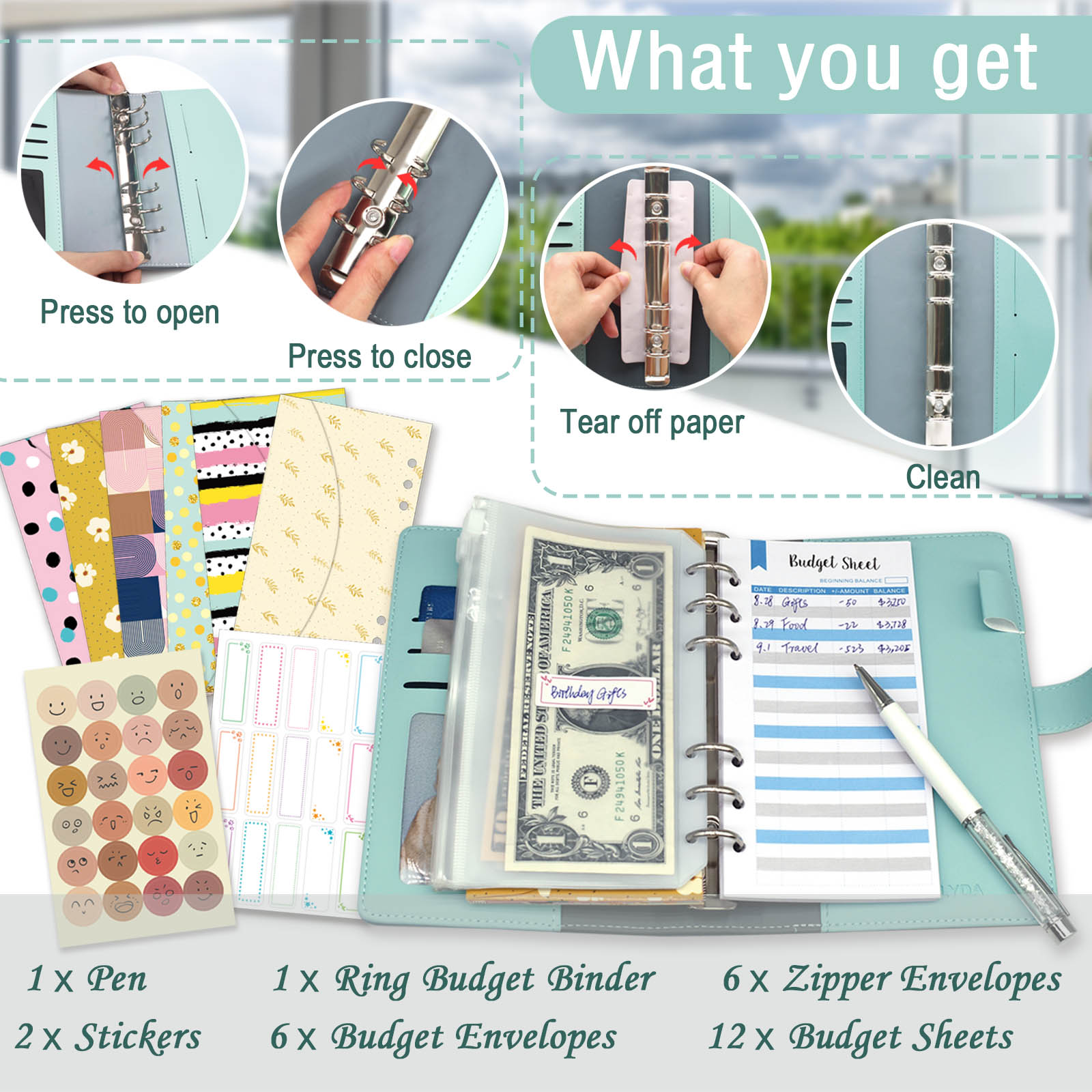 Budget Binder with Zipper Enve - Index Tab Divider recension och pris