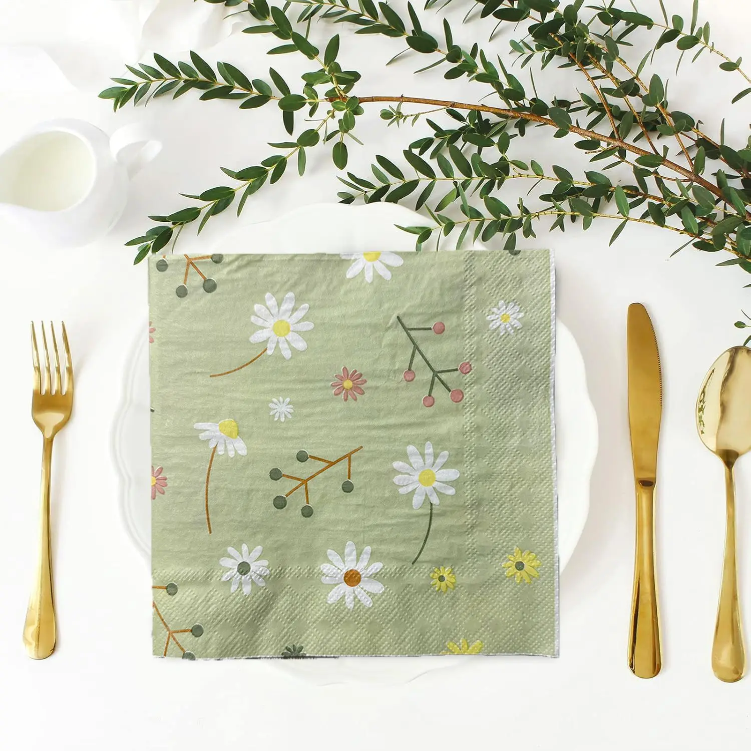 Chamomile Printed Napkin Green - Graph Paper Pad recension och pris