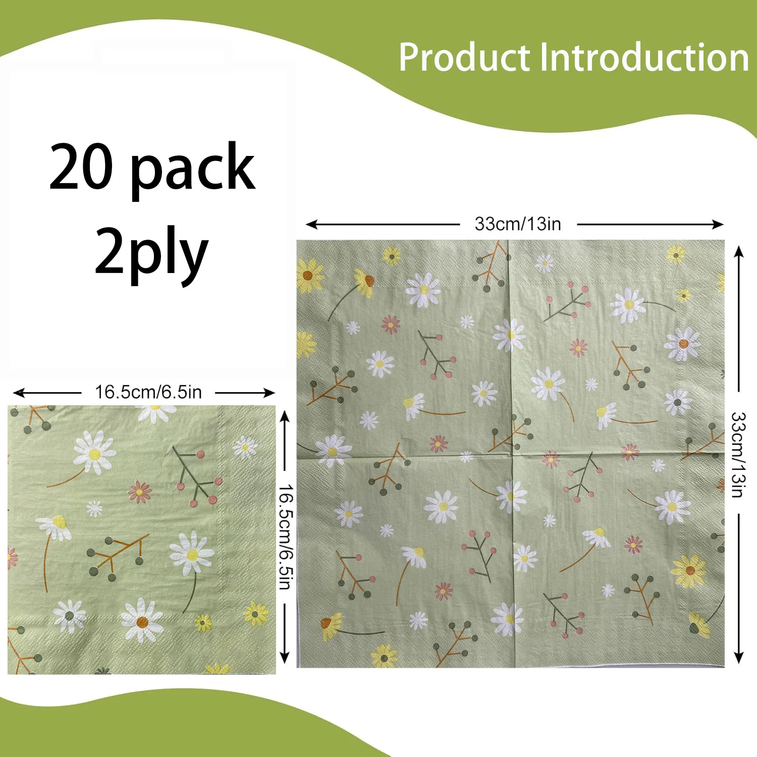 Chamomile Printed Napkin Green - Graph Paper Pad recension och pris