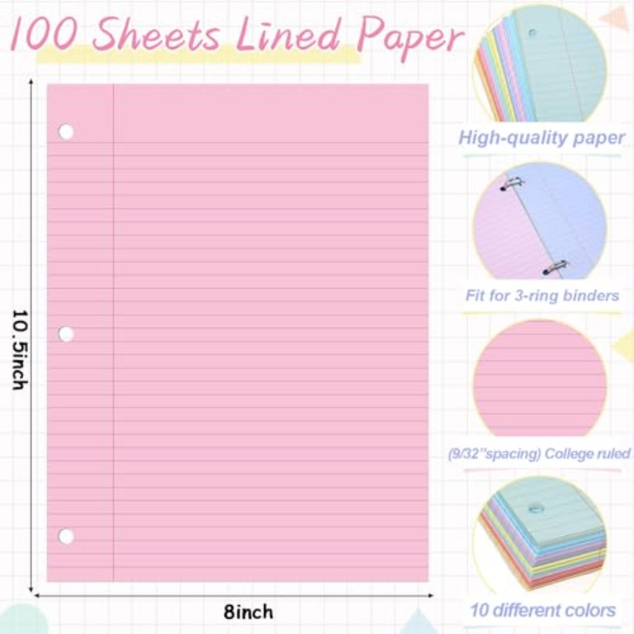 gisgfim 100 Sheets Loose Leaf  - Paper Punch 3 Hole recension och pris